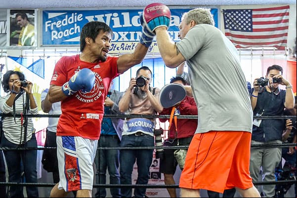 Manny Pacquiao se vio fuerte y rápido a prácticamente una semana de enfrentar a Timothy Bradley en Las Vegas.