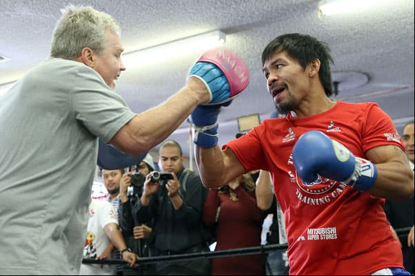 Manny Pacquiao se vio fuerte y rápido a prácticamente una semana de enfrentar a Timothy Bradley en Las Vegas.