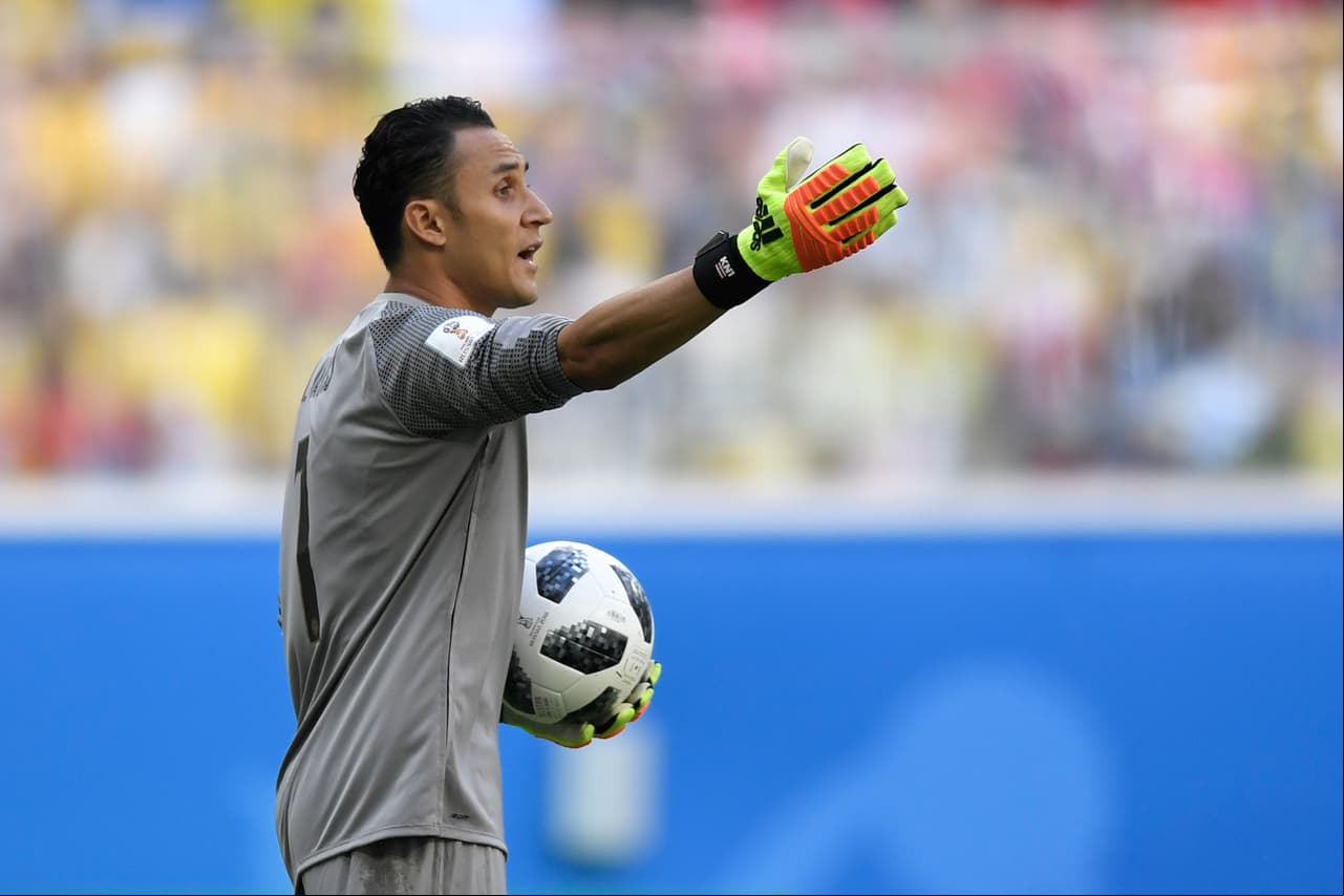 Costa Rica's goalkeeper Keylor Navas gestures during the Russia 2018 World Cup Group E football match between Brazil and Costa Rica at the Saint Petersburg Stadium in Saint Petersburg on June 22, 2018. (Photo by GABRIEL BOUYS / AFP) / RESTRICTED TO EDITORIAL USE - NO MOBILE PUSH ALERTS/S (Photo credit should read GABRIEL BOUYS/AFP/Getty Images)