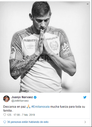 El futbolista colombiano, en poder del Betis pero jugando para el Almería en Segunda, se sumó a los mensajes.