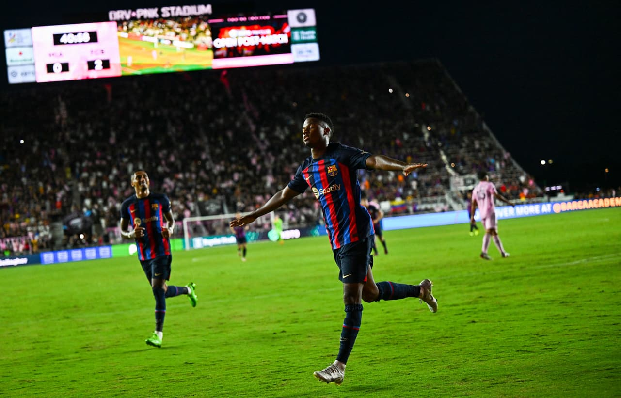 Inter Miami no metió ni las manos ante un Barcelona que se impuso con goles de Aumabeyang, Rapinha, Ansu Fati, Gavi, Depay y Dembélé.