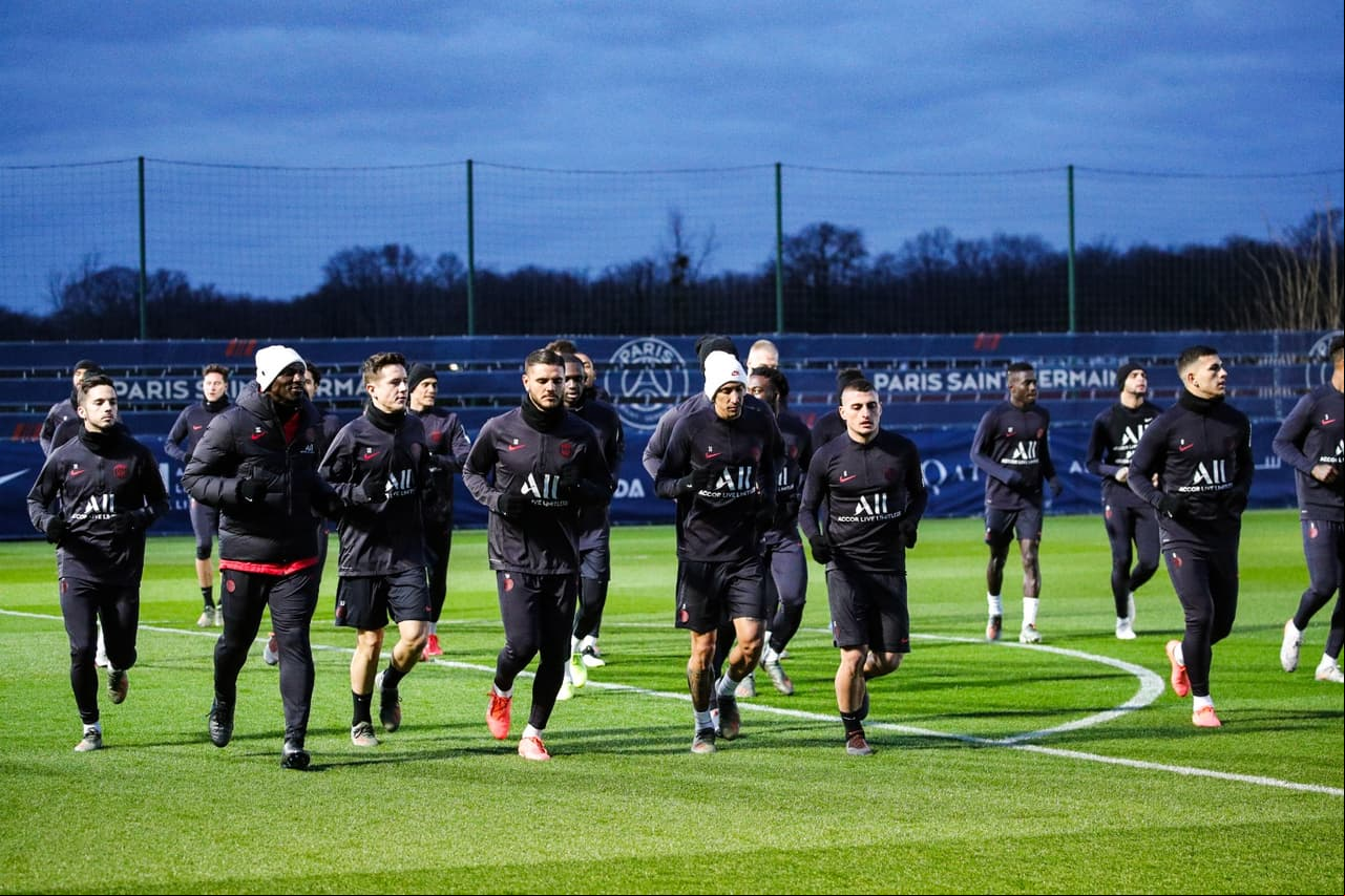 El entrenamiento del PSG.