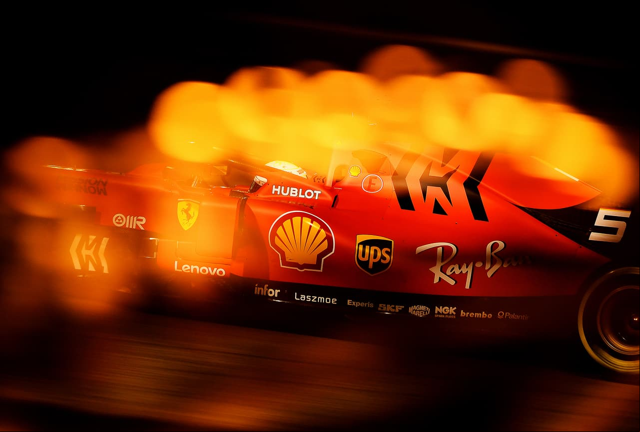 Sebastian Vettel en práctica previa al Gran Premio de Bahrein 2019.
