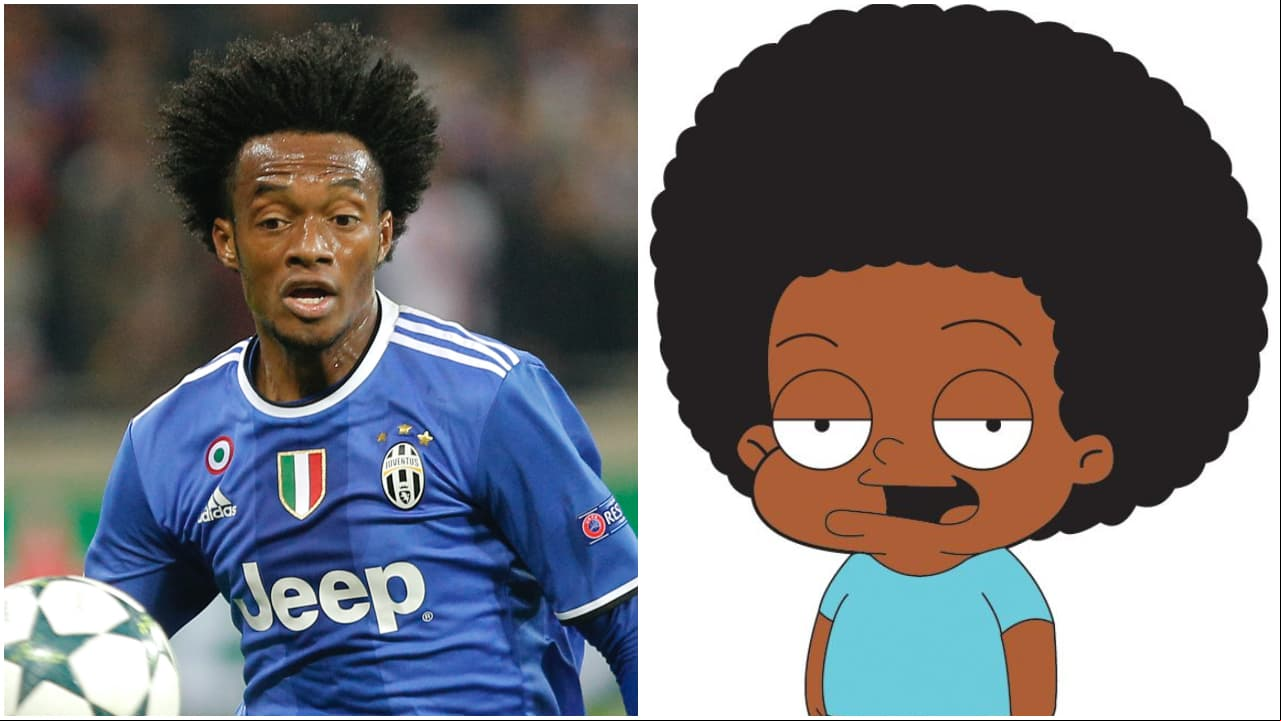 <b>Juan Cuadrado y</b> 
<b>Rallo</b> 
<b>Tubbs</b> 
<br>El colombiano de la Juventus y Montclair "Rallo" Tubbs, personaje principal en la serie animada The Cleveland Showes, parecen calcados incluso en la vestimenta, pero el principal parecido es en el cabello.