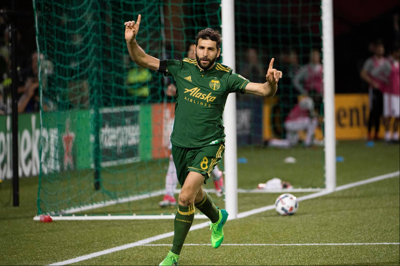 ¡'Maestro' por partida doble! Diego Valeri anotó los dos goles de la victoria de Portland Timbers por 2-0 sobre San Jose Earthquakes. (USA Today Images)