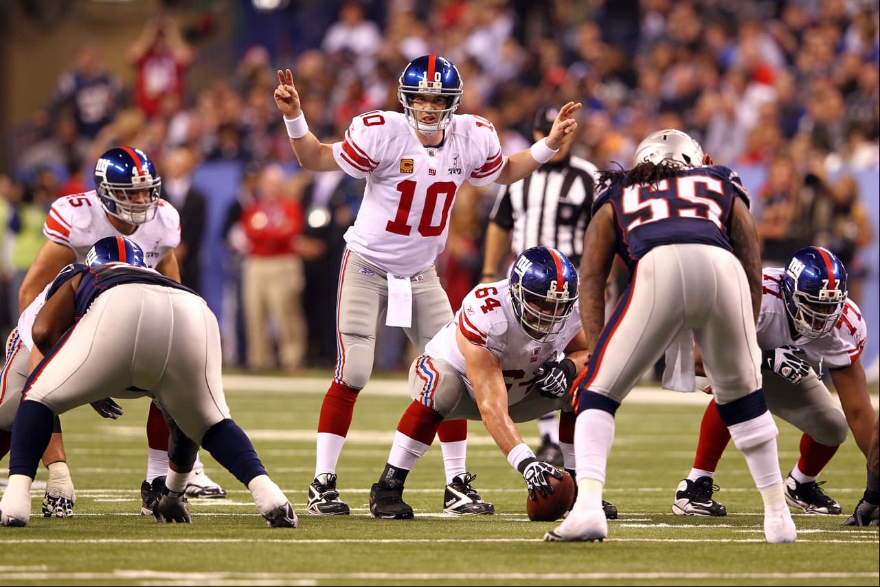 <b>30 . New York Giants (6 quarterbacks): </b>
<br>Jeese Palmer, Kerry Collins, Kurt Warner, Geno Smith, Danieel Jones, Eli Manning.