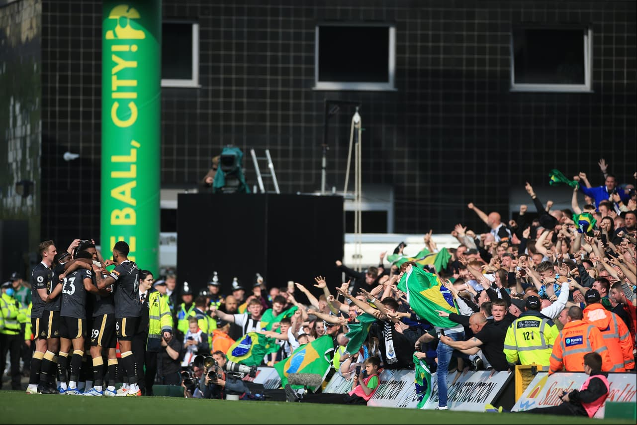 Newcastle se impuso 0-3 al Norwich City con un doblete de Joelinton y tanto de Bruno Guimaraes en la Jornada 34.