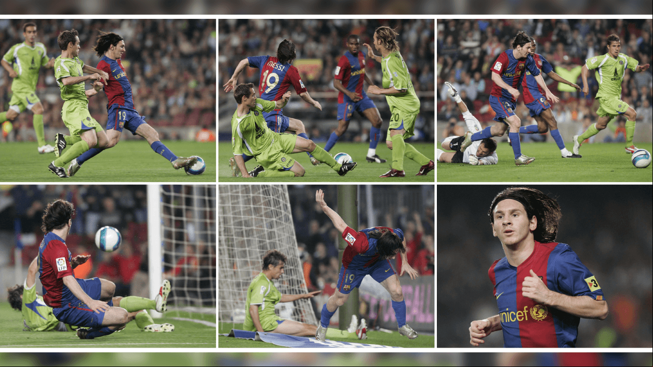 <b>¡Qué golazo hiciste, Leo!</b>
<br>Una verdadera obra de arte la pintura que dibujó el argentino Lionel Messi en un partido de Semifinal de ida por la Copa del Rey aquel 18 de abril del 2007.