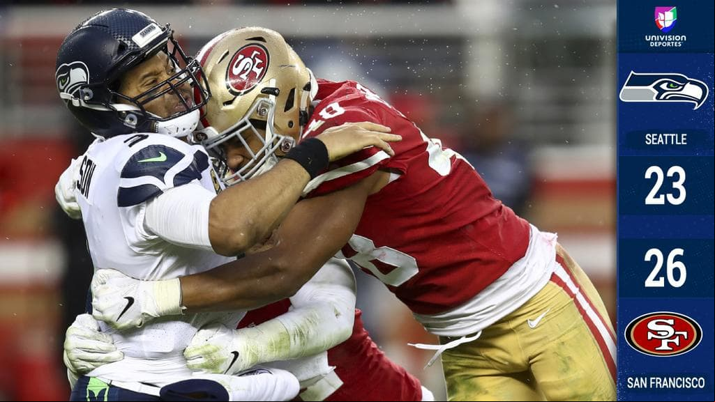 <b>Seattle 23-26 San Francisco</b>. Robbie Gould pateó gol de campo en el tiempo extra para que los 49ers (4-10) sorprendieran a los Seahawks (8-6) y sus esperanzas de Playoffs tomaran un severo golpe.