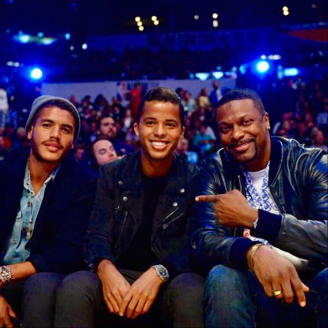 Giovani y Jonathan dos Santos con Chris Tucker, NBA All-Star Game 2018
