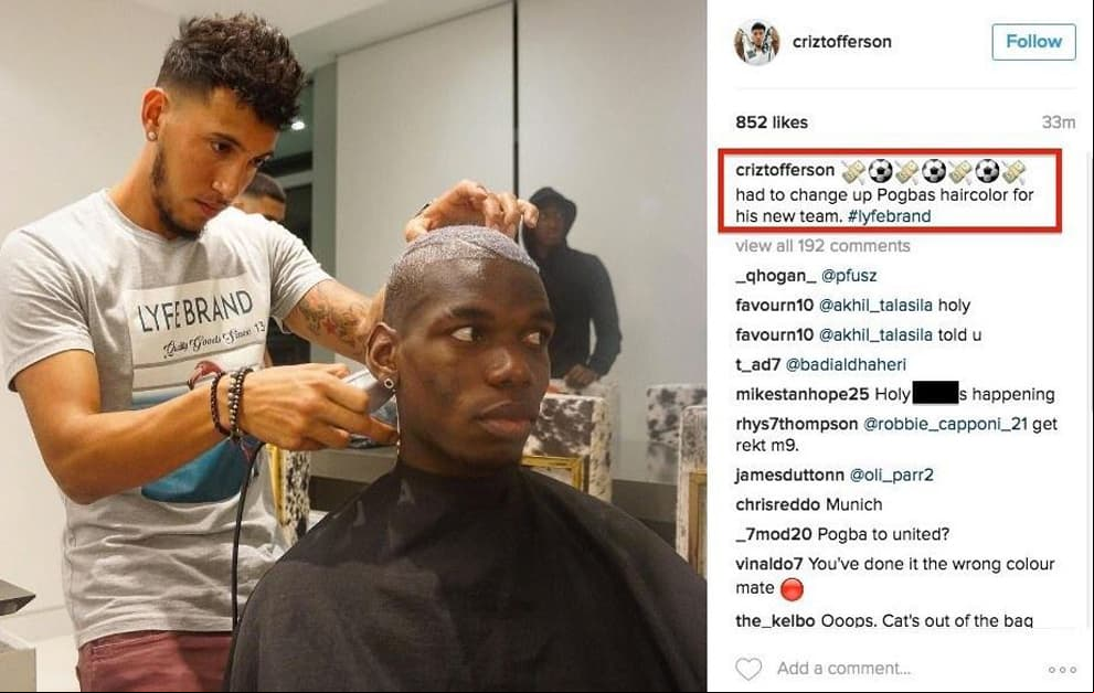 ¿El peluquero de Paul Pogba confirmó su fichaje con el Manchester United?