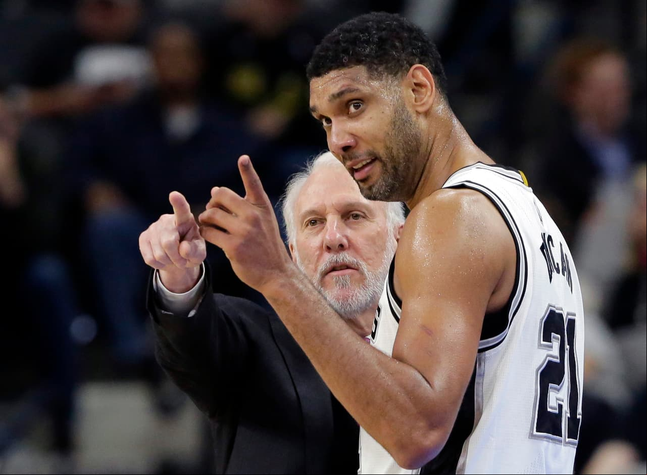 <b>6. Tim Duncan - </b>Logró 5,172 unidades en 251 partidos de postemporada con los San Antonio Spurs.