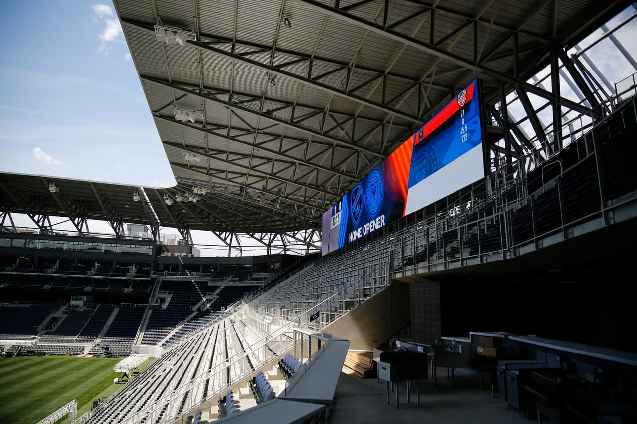 El marcador electrónico del nuevo estadio.
<br>