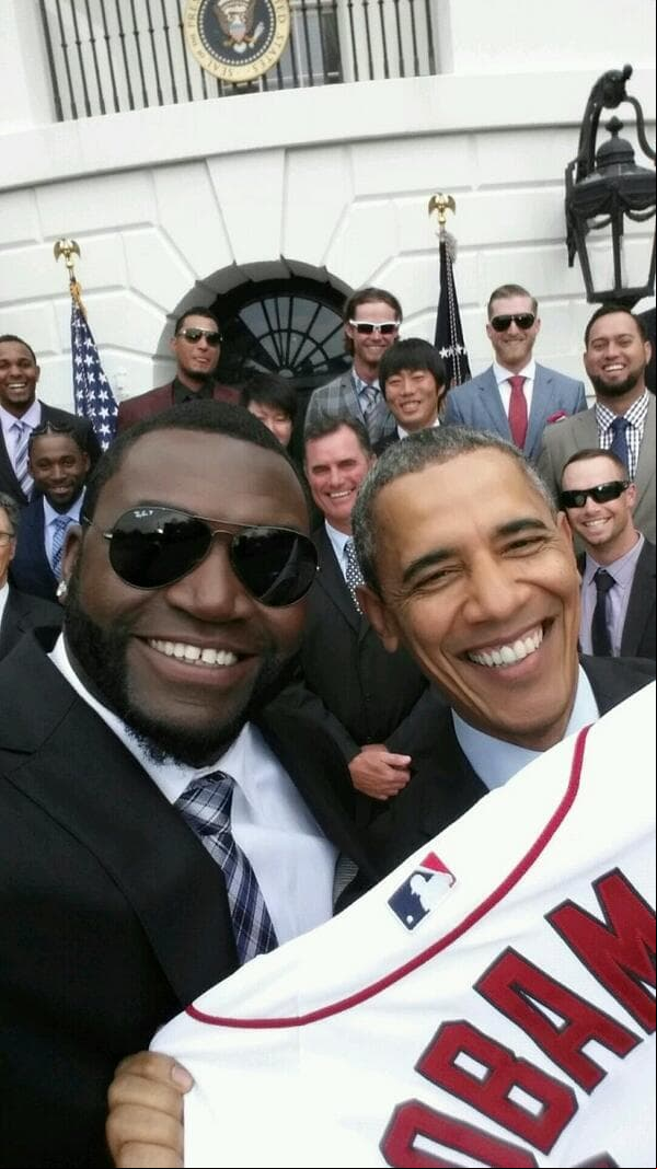 Obama y el beisbolista dominicano David Ortíz.