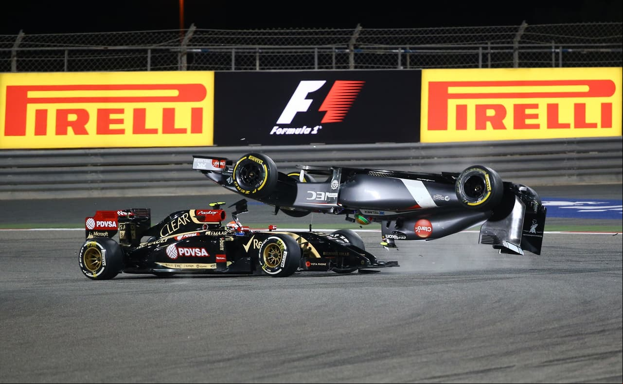 Esteban Gutierrez y Pastor Maldonado en el Gran Premio de Bahrein 2014.