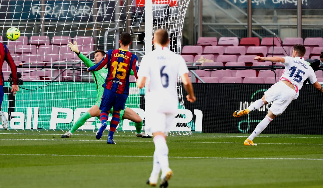 Apenas a los 5’ de juego, Fede Valverde ponía al frente a los merengues.